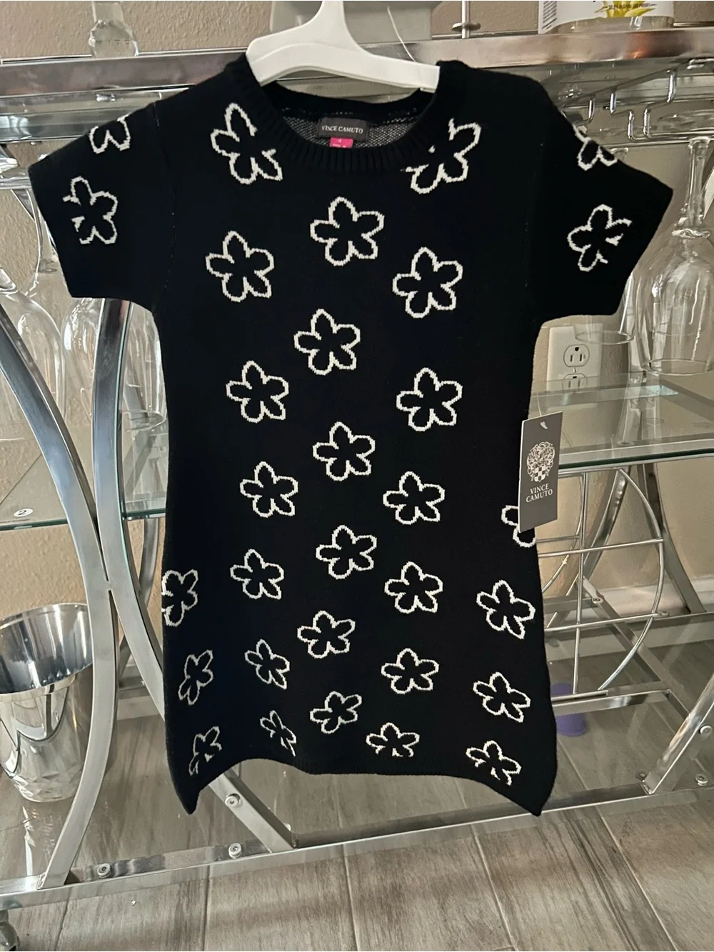 Vince Camuto girls Black and White Knit dress